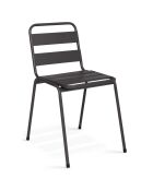 6 Chaises de jardin en acier empilables gris anthracite - 44x45x76 cm