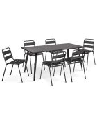 6 Chaises de jardin en acier empilables gris anthracite - 44x45x76 cm