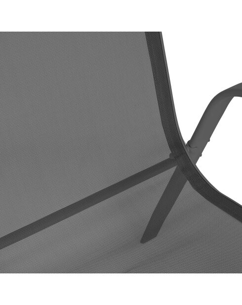6 Chaises de jardin empilables en textilène gris anthracite/noir/bleu - 51.5x68x84 cm
