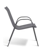 6 Chaises de jardin empilables en textilène gris anthracite/noir/bleu - 51.5x68x84 cm