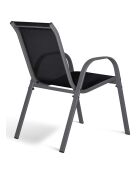 6 Chaises de jardin empilables en textilène gris anthracite/noir/bleu - 51.5x68x84 cm