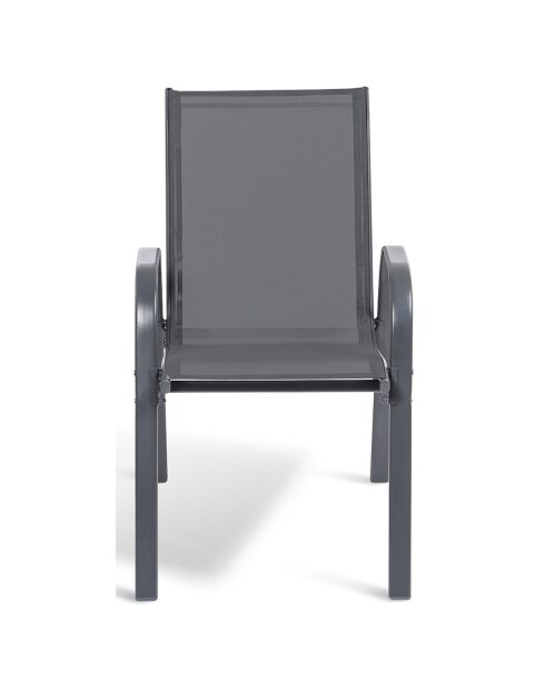 6 Chaises de jardin empilables en textilène gris anthracite/noir/bleu - 51.5x68x84 cm