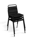 6 Chaises de jardin en acier empilables noires - 44x45x76 cm