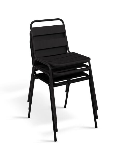 6 Chaises de jardin en acier empilables noires - 44x45x76 cm