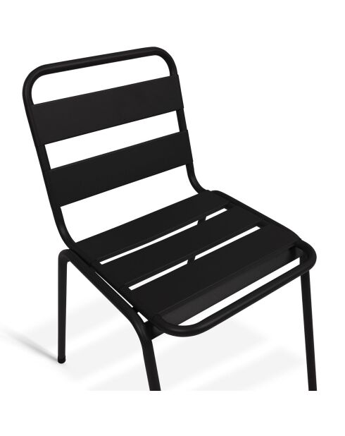 6 Chaises de jardin en acier empilables noires - 44x45x76 cm