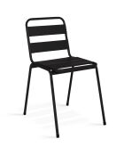 6 Chaises de jardin en acier empilables noires - 44x45x76 cm