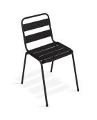 6 Chaises de jardin en acier empilables noires - 44x45x76 cm