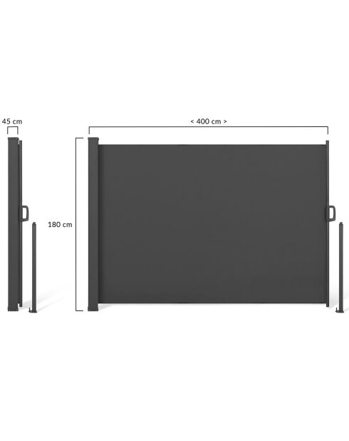 Paravent rétractable occultant gris anthracite - 400xx180 cm
