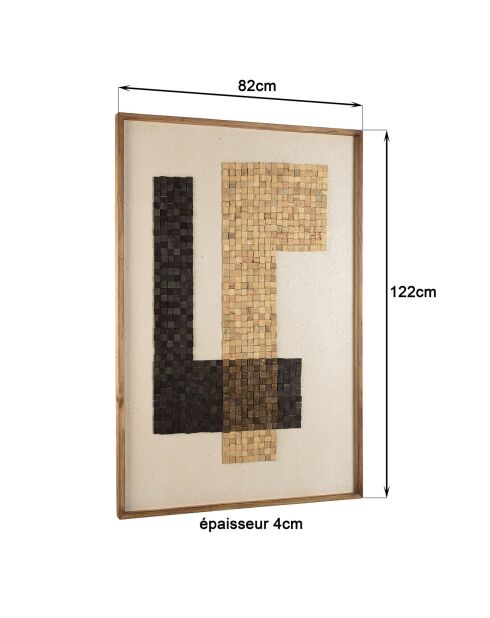 Décoration murale Mosaïque beige/noir - 82x122 cm