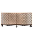 Buffet en Manguier 4 portes motifs ethniques bois - 168x46x86 cm