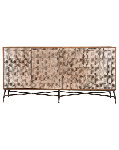 Buffet en Manguier 4 portes motifs ethniques bois - 168x46x86 cm