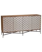 Buffet en Manguier 4 portes motifs ethniques bois - 168x46x86 cm