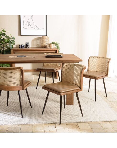 2 Stühle Mango mit gepolstertem Sitz aus Rattanleder - 45x54x75,5 cm