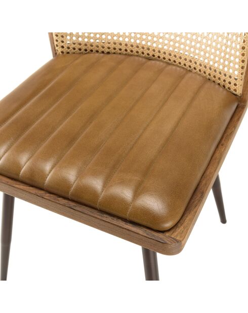 2 Stühle Mango mit gepolstertem Sitz aus Rattanleder - 45x54x75,5 cm