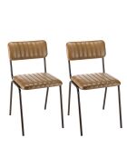 2 Chaises assise et dossier matelassés en Cuir marron - 44x51x79 cm