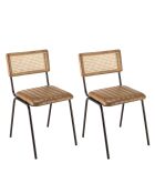 2 Chaises en Manguier assise matelassée en Cuir marron - 44x52x79 cm