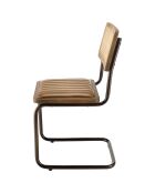 2 Chaises en Manguier assise matelassée en Cuir pieds rétro marron - 44x54x89 cm