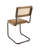 2 Chaises en Manguier assise matelassée en Cuir pieds rétro marron - 44x54x89 cm