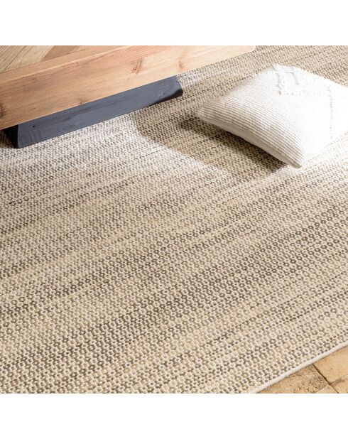 Tapis en Laine tissée Quentin blanc/kaki - 230x160 cm