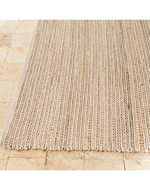 Tapis en Jute & Coton Quentin sable/ivoire/noir - 230x160 cm