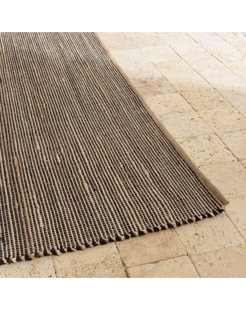 Tapis en Jute & Coton Quentin sable/noir - 230x160 cm