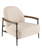 Fauteuil en tissu bouclette structure métallique écru - 72x80x74 cm