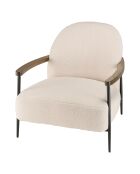 Fauteuil en tissu bouclette structure métallique écru - 72x80x74 cm