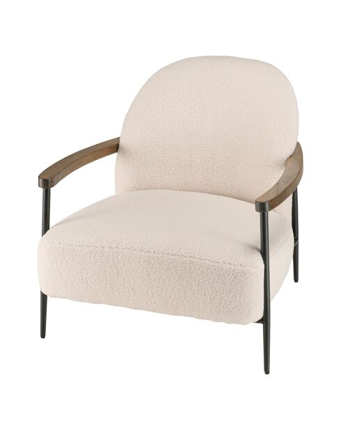 Fauteuil en tissu bouclette structure métallique écru - 72x80x74 cm