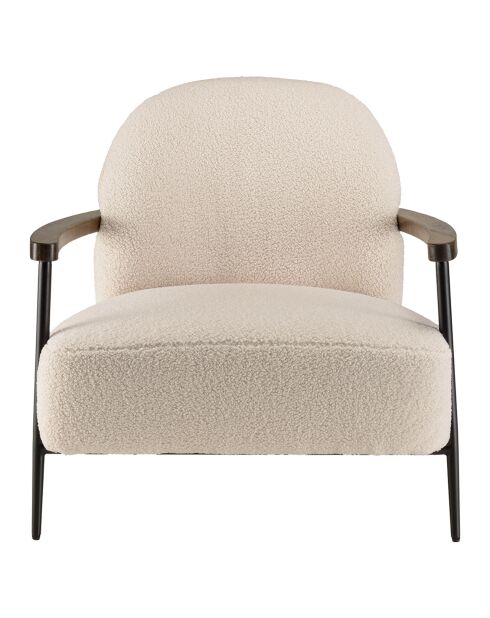 Fauteuil en tissu bouclette structure métallique écru - 72x80x74 cm