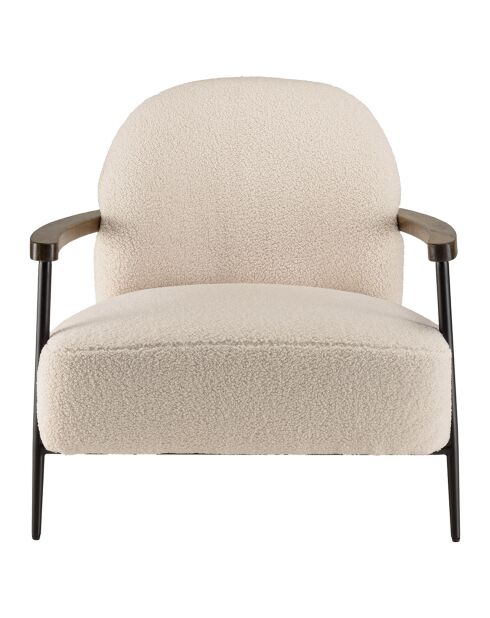 Fauteuil en tissu bouclette structure métallique écru - 72x80x74 cm