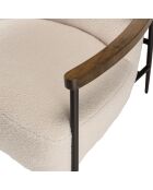 Fauteuil en tissu bouclette structure métallique écru - 72x80x74 cm