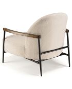 Fauteuil en tissu bouclette structure métallique écru - 72x80x74 cm