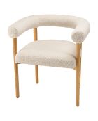 Chaise en tissu dossier arrondi et pieds en bois naturel écrue - 68x57x71 cm