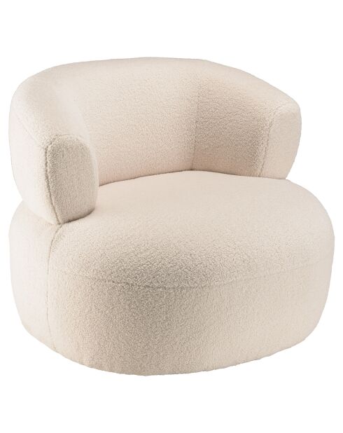 Fauteuil en tissu bouclette assise arrondie écru - 85x83x74 cm