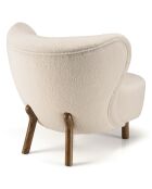 Fauteuil en tissu bouclette dossier capitonné arrondi écru - 80x80x78 cm