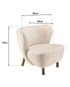 Fauteuil en tissu bouclette dossier capitonné arrondi écru - 80x80x78 cm