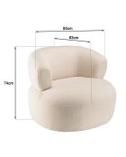 Fauteuil en tissu bouclette assise arrondie écru - 85x83x74 cm