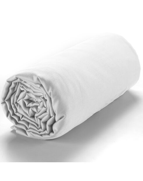 Drap housse satin de coton lavé bonnet 30 cm blanc