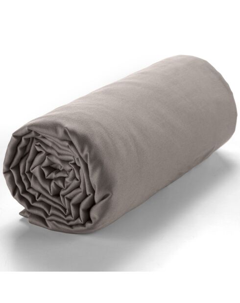 Drap housse satin de coton lavé bonnet 30 cm gris