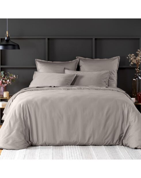 Housse de couette satin de coton lavé  grise
