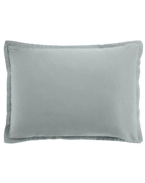 Taie d'oreiller avec volant satin de coton lavé verte