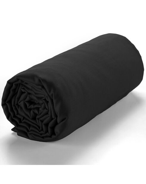 Drap housse satin de coton lavé bonnet 30 cm noir