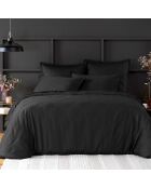 Housse de couette satin de coton lavé  noire