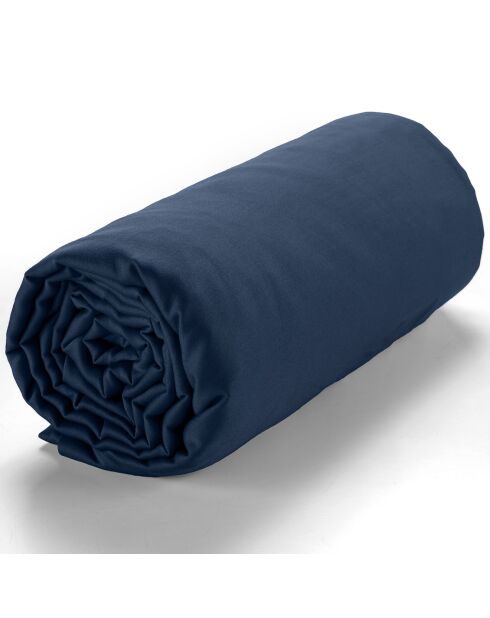 Drap housse satin de coton lavé bonnet 30 cm bleu