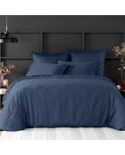 Housse de couette satin de coton lavé  bleue