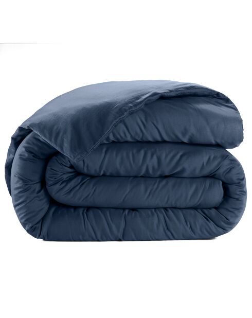Housse de couette satin de coton lavé  bleue