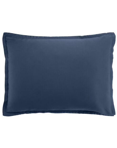 Taie d'oreiller avec volant satin de coton lavé bleue