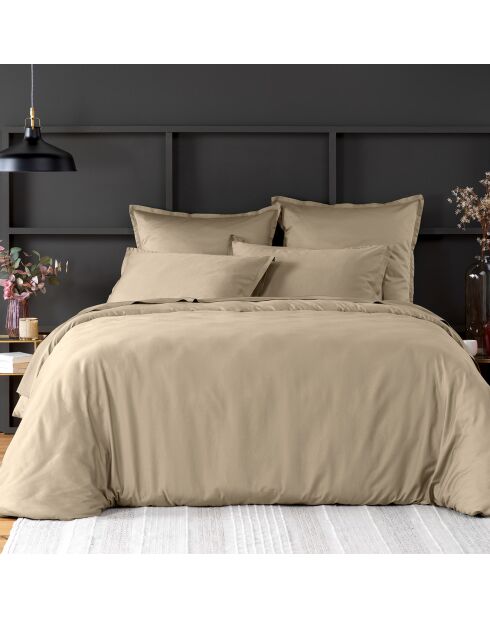 Housse de couette satin de coton lavé  beige