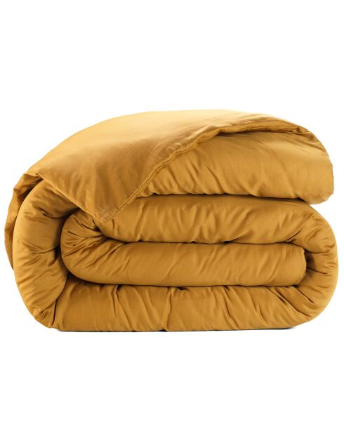 Housse de couette satin de coton lavé  moutarde