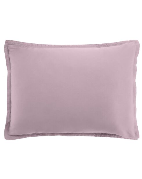 Taie d'oreiller avec volant satin de coton lavé violette